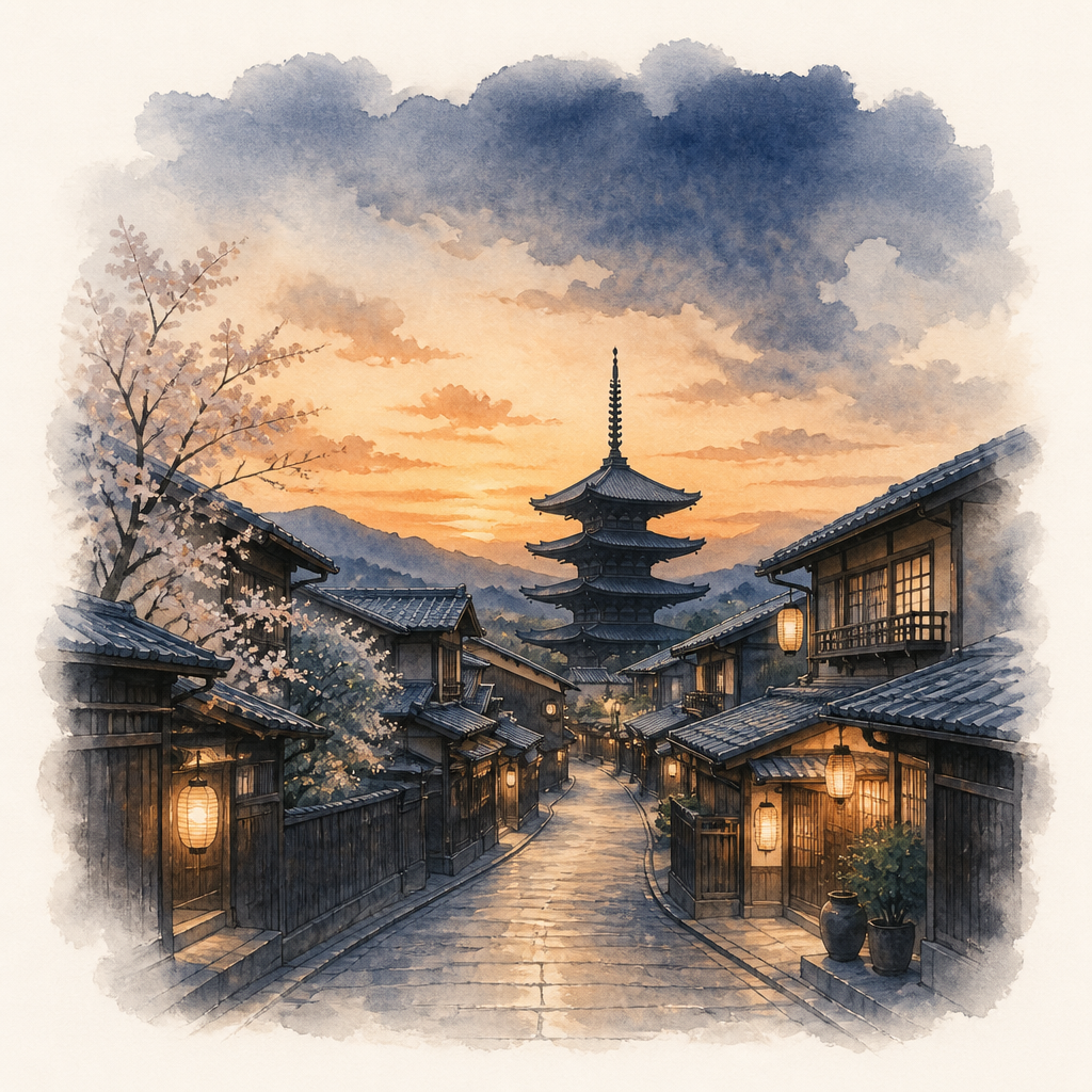 夕暮れの町